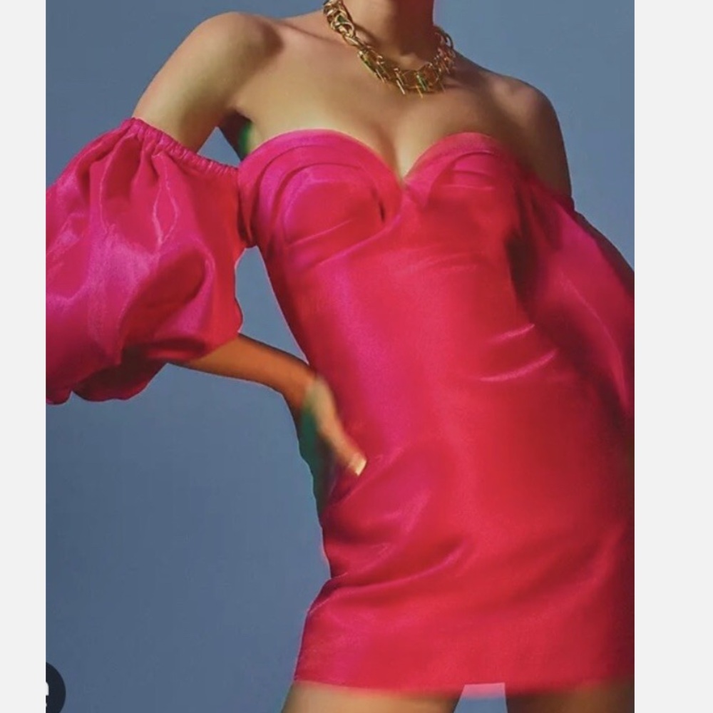 Anthropologie Fuchsia Off-Shoulder Mini Dress